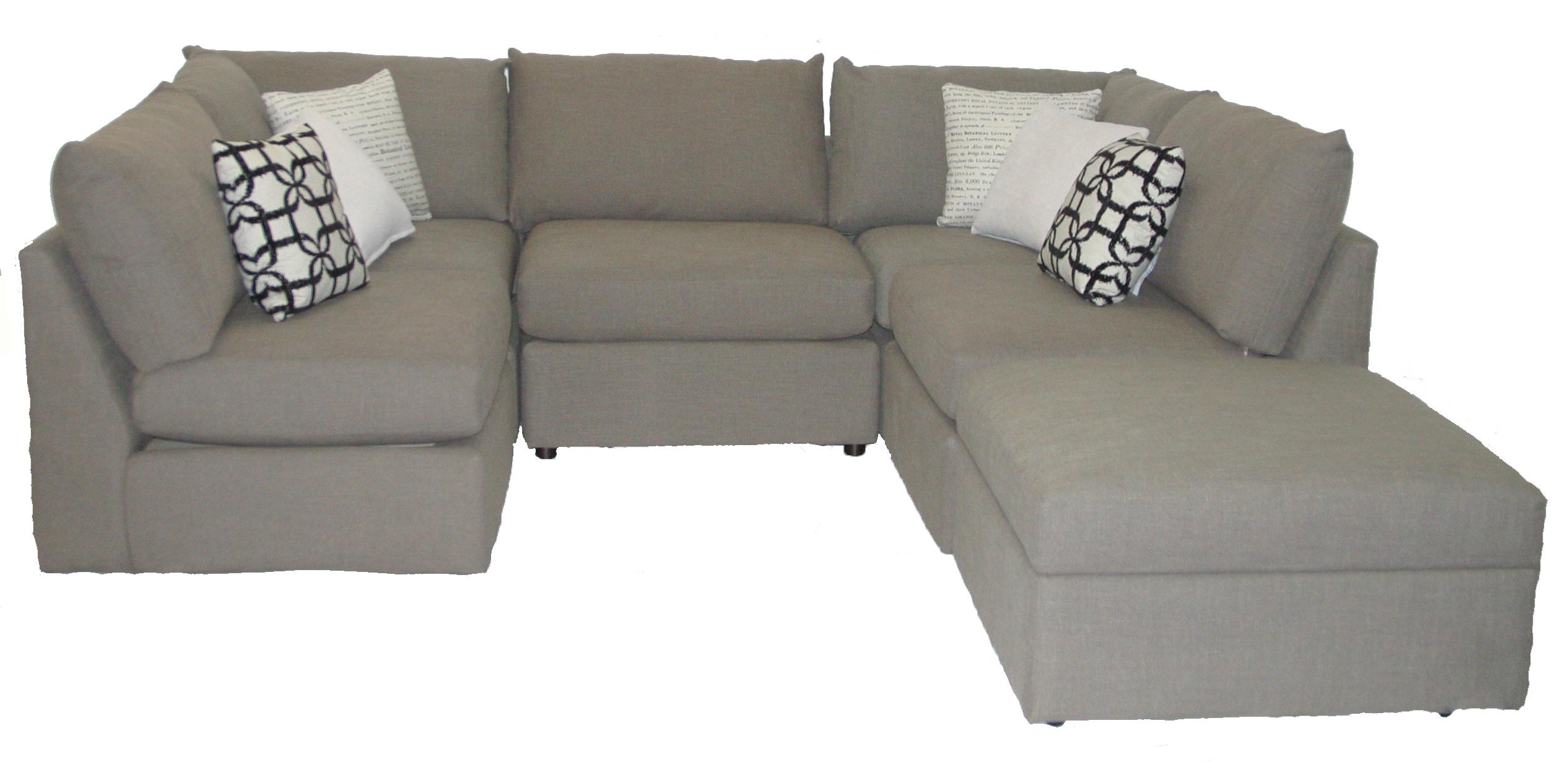 Transitional UShaped Sectional with Loose Pillow Back and Seat